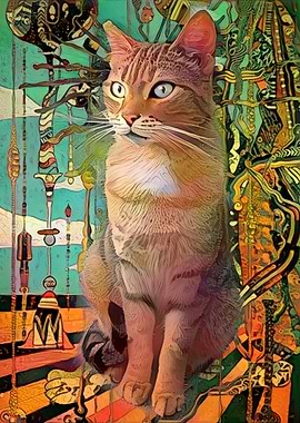 cat surreal forest