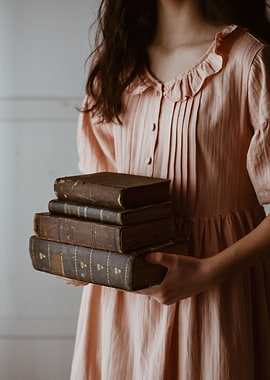 Old book in girl hands