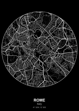 rome circle map black