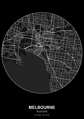 melbourne circle map black
