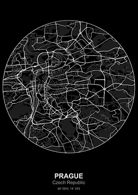 prague circle map black