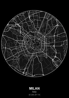 milan circle map black
