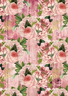 Blush Floral on Wood 12