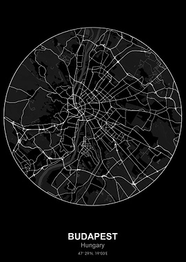budapest circle map black