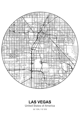 las vegas circle map white