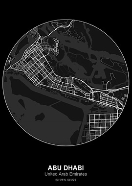 abu dhabi circle map black