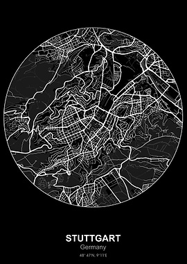 stuttgart circle map black