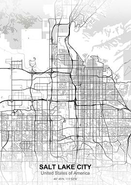salt lake city map white