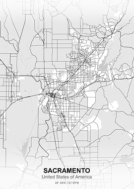sacramento city map white