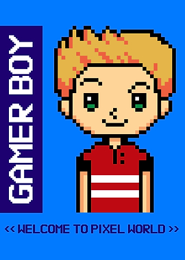 Gamer Boy Pixelated Gaming