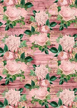 Blush Floral on Wood 07