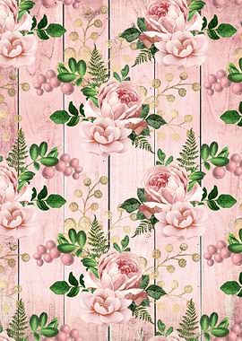 Blush Floral on Wood 05