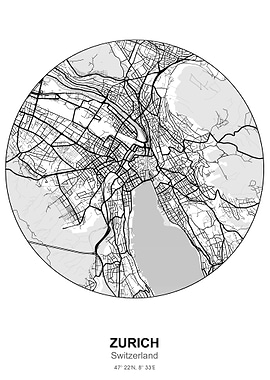 zurich circle map white