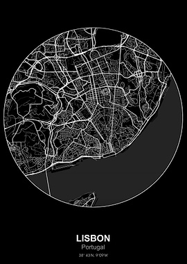 lisbon circle map black