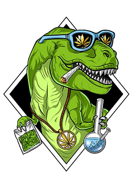 Dinosaur Smoking Cannabis