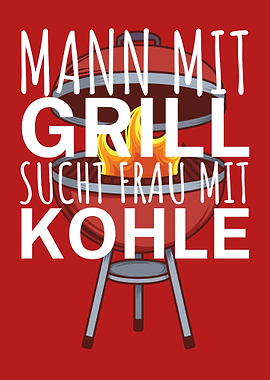 Mann mit Grill Frau Kohle