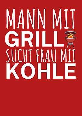 Mann mit Grill Frau Kohle
