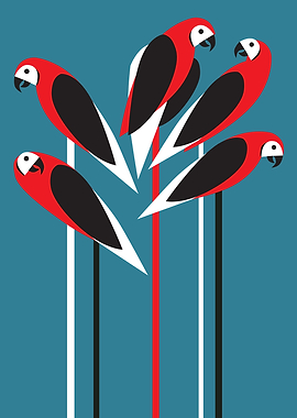 Parrots on the branches