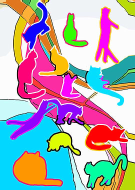 Neon color Cats