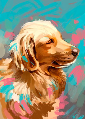 Golden Retriever Oil Art