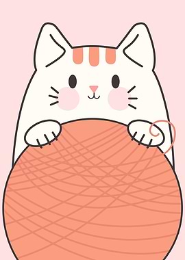 Cat with a ball of thread