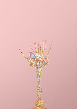 Gold Crystal Mosaic Flower