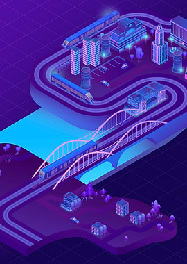 Isometric Neon sci-fi city
