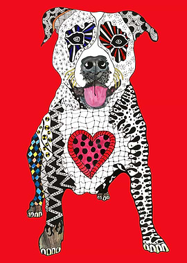 Colorful Pitbull Dog Love