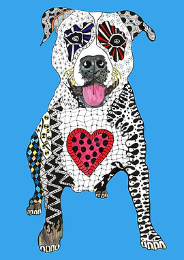 Colorful Pitbull Dog Love