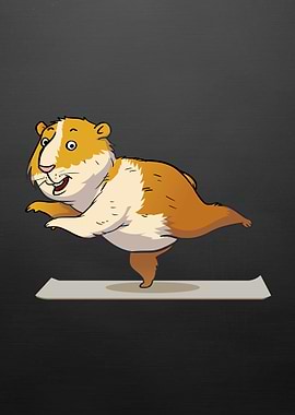 Guinea Pig Yoga Cartoon