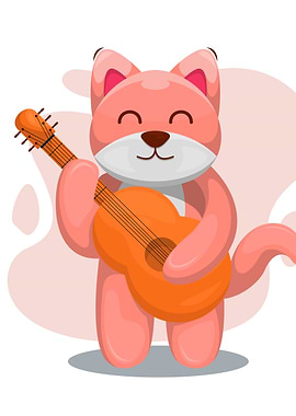 Cute dog play guitar