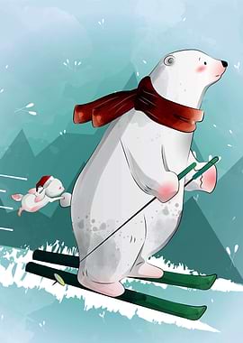 Polar bear skiing