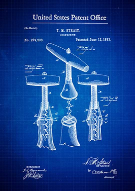 Corkscrew Patent Print