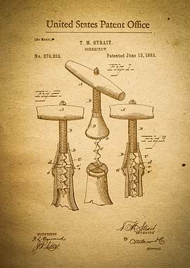 Corkscrew Patent Print