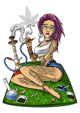 Hippie Stoner Smoking Weed