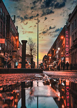 Irish streets at sunset