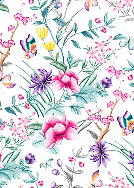 White Chinese Floral