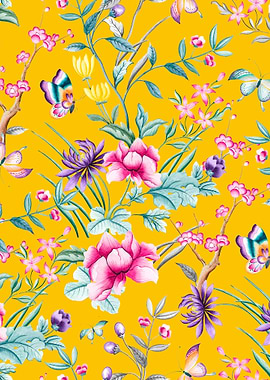 Yellow Chinese Floral