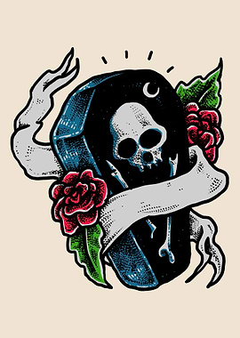 Coffin mourning flowers