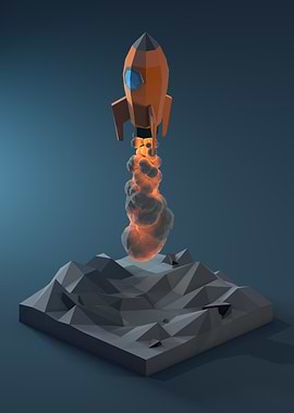 Rocket Launch Low Poly