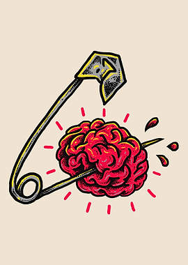 Safety pin Brain illustrat