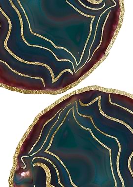 Teal Red Agate Gold Glam 1