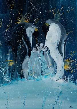 Tranquil penquin family