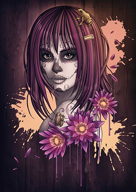 SUGAR SKULL GIRL FROGS