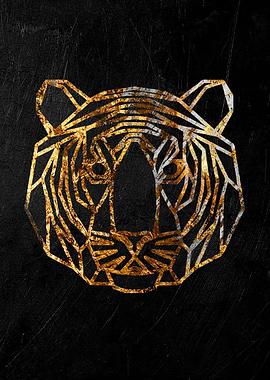 golden tiger head poster