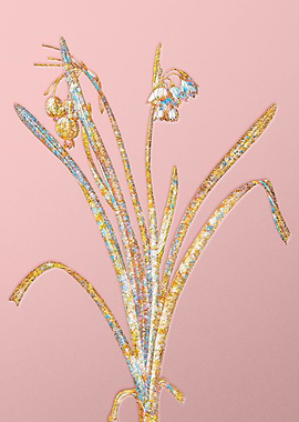 Gold Crystal Mosaic Flower