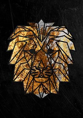 golden lion head poster