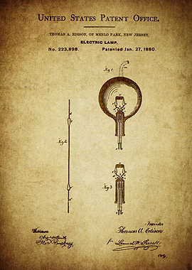Light Bulb Patent Print