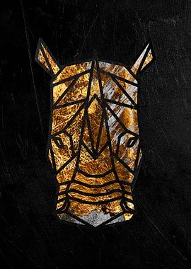 golden rhinoceros head