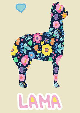 Lama with floral pattern